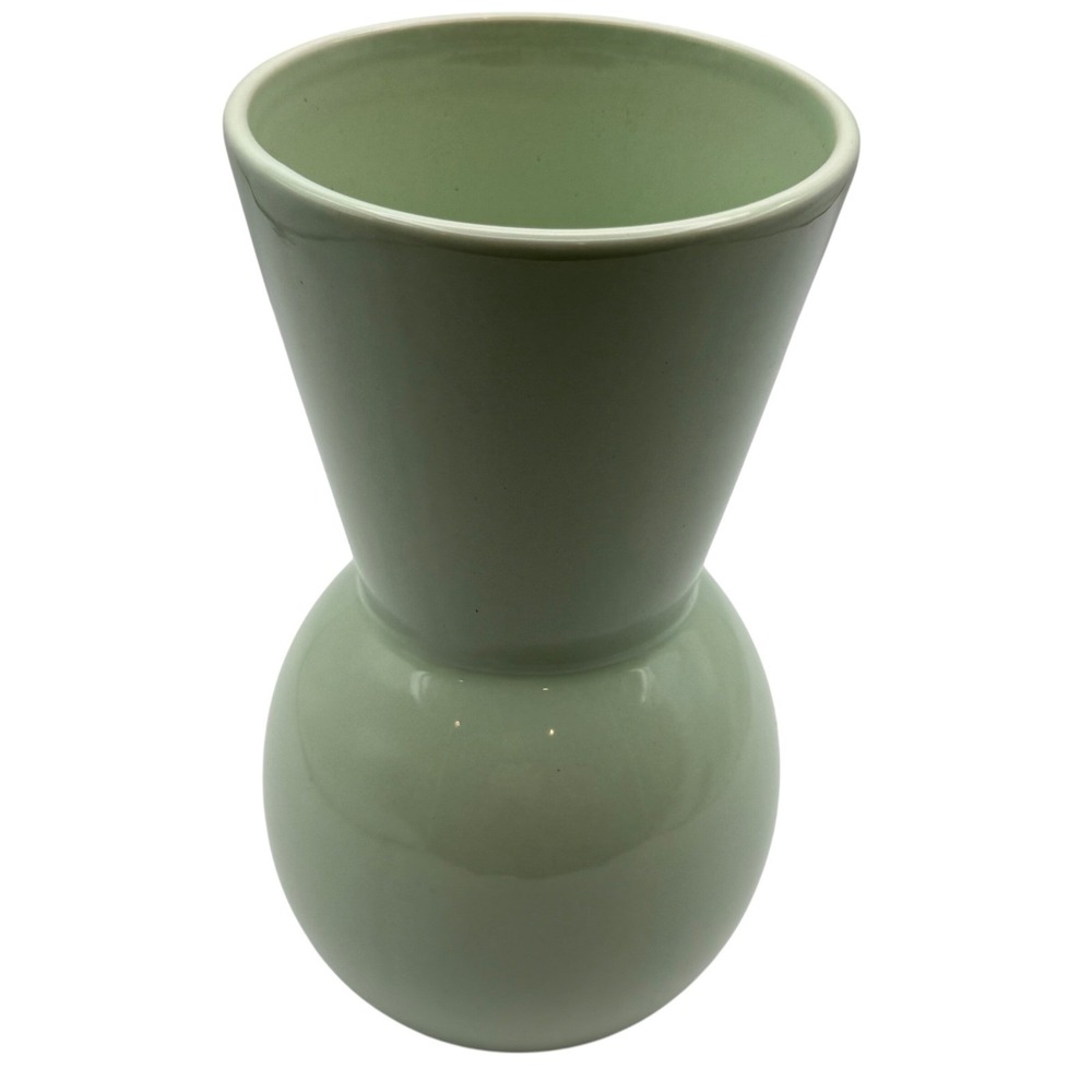 The Bouqs Co Sage Green Ceramic Flower Vase‎ 8" Modern Glossy Sculptural Decor